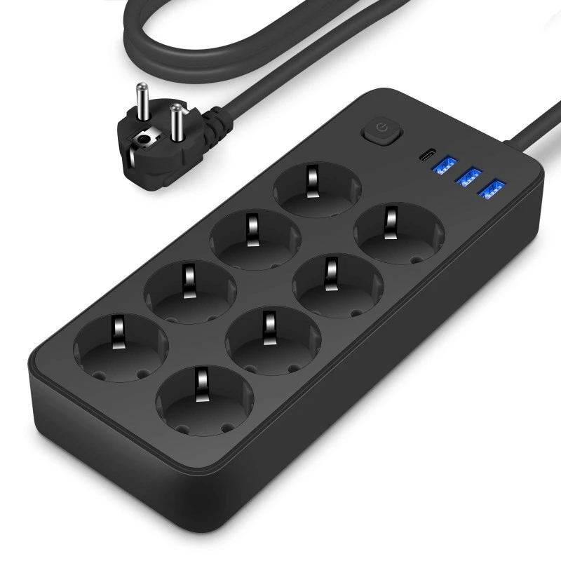EU Standard Power Strip 8 AC со 4 USB порти